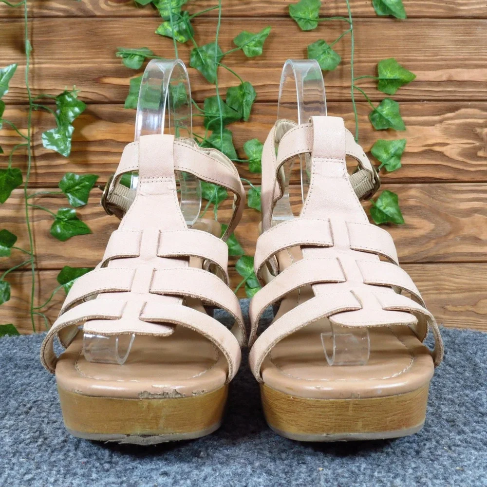 Sole Society Nermila Womens Platform Sandal Size 9M Dressy Nude Leather Heel